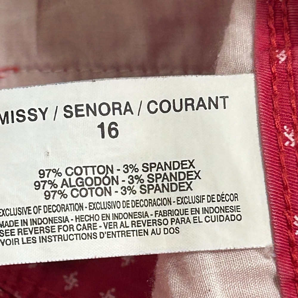 Gloria Vanderbilt Gabrielle Shorts Pink White Starburst Print Cotton Stretch 16 - Picture 11 of 12